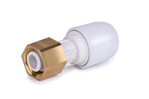 Hep2O 15mmx1/2" Tap Connector Straight White HD25A/15W